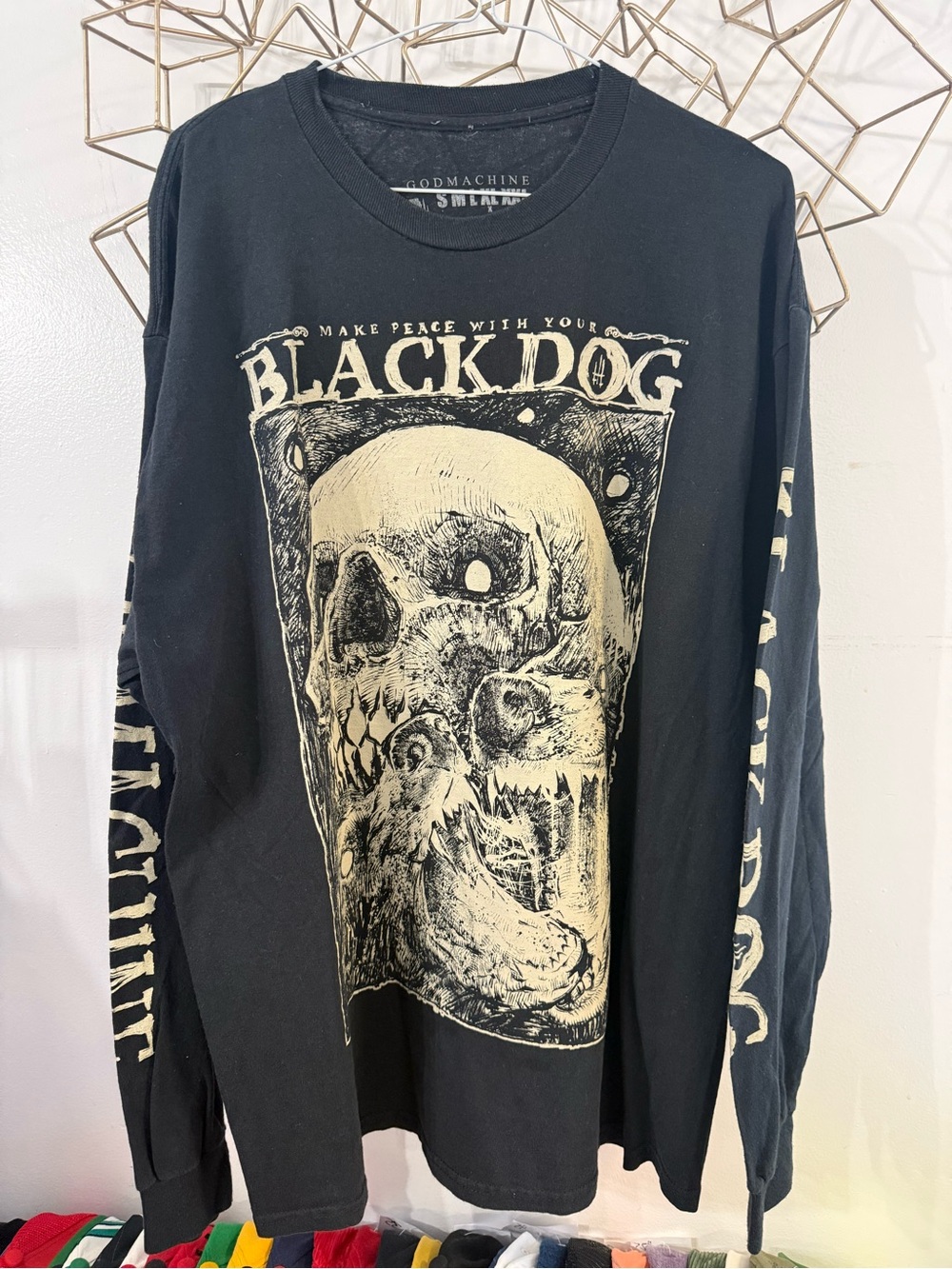 Black Graphic Skull Long-Sleeve Shirt - Black